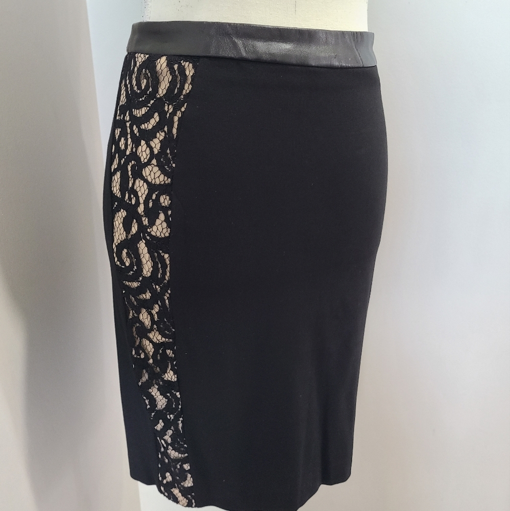 Bebe Black Lace Panel Skirt